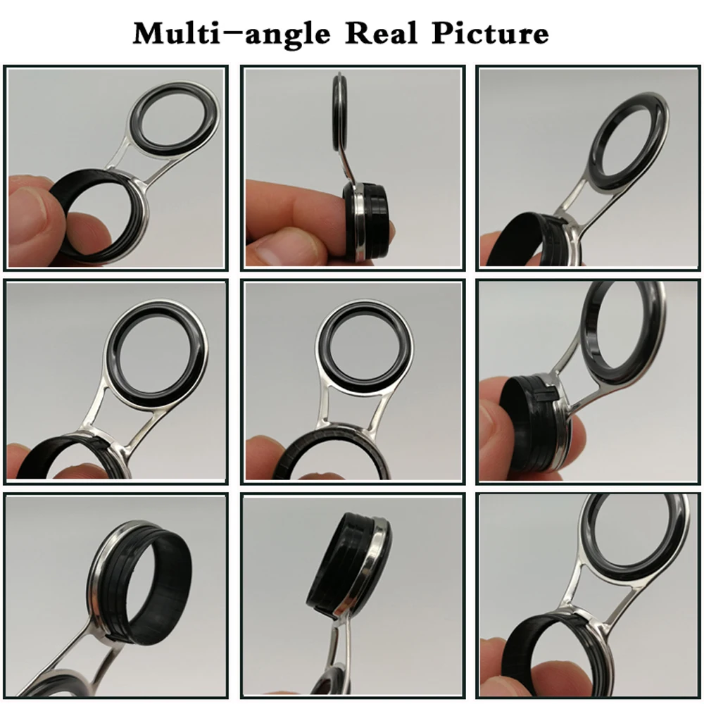 8 Stück 5-10 # Angelruten-Führungsring-Set, universelles Reparatur-DIY-Kit für Meeres- und Felsenangeln, verschiedene Größen, Spitzenring 7-15 mm Durchmesser – Detail 5