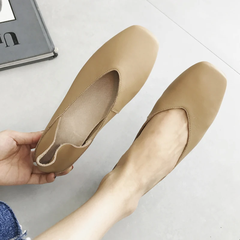 

High Quality 2023 Spring Walk Ballet Shoes Woman Autumn New Arrival Genuine Leather Shallow Soft Outsole Flat Comfortable Loafer