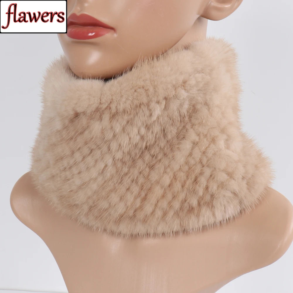 

Lady Knitted Real Mink Fur Headbands Scarves Winter Russian Women Warm Genuine Mink Fur Ring Scarf Good Elastic Luxury Fur Shawl