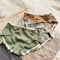 2021 Women's Cotton Underwear Sexy Lace Panties Fashion Bow  Briefs Low Waist Seamless Dot Underpants Female Lingerie Cute