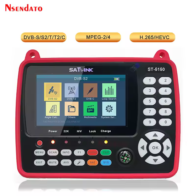 Satlink ST-5150 DVB-S2/T2/C COMBO Medidor de Señal Satelital con Pantalla de 4.3 Pulgadas, H.265 MPEG4 QPSK 8PSK 16APSK, Buscador de Satélites