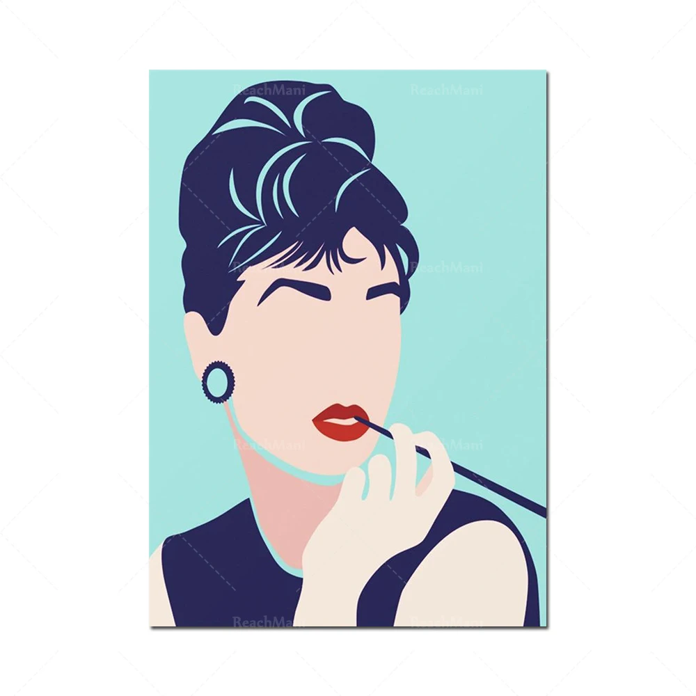 Li Hepburn Portrait Modern Poster Printed Canvas Painting Wall Art Modular Picture for Bedroom Decoration