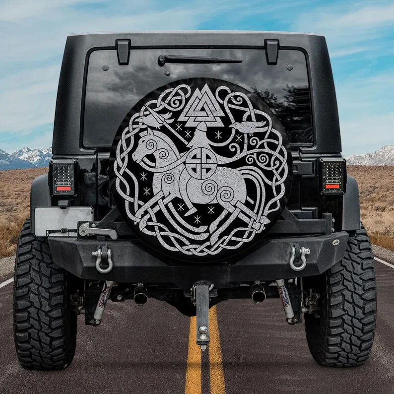 

Sleipnir Odin's Horse Viking Spare Tire Cover For Car - Custom Spare Tire Covers Your Own Personalized Design, Tire Protectors