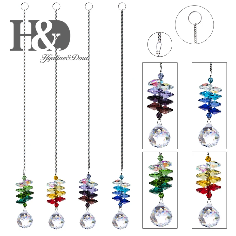 

H&D 4pcs/set Hanging Crystal Prisms 20mm Clear Balls Pendants Sun catchers Healing Fengshui Rainbow Makers Pendants Home Decor