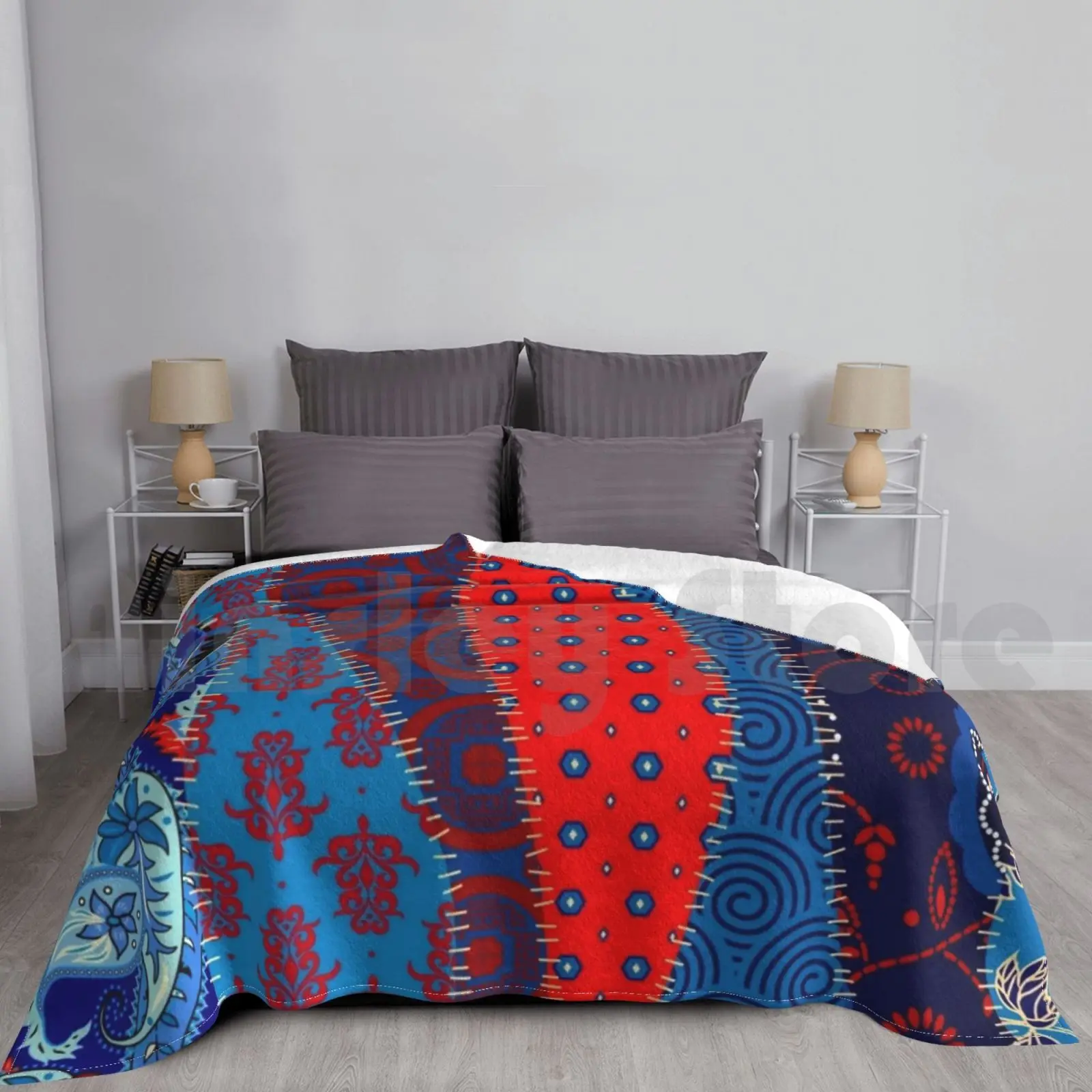 Patchwork Patroon Deken Mode Custom Patchwork Vierkanten Tartan Patches Oppervlak Paisley