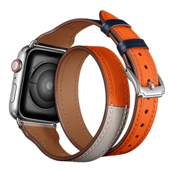 Leather Loop strap For Apple Watch Band 42mm 38mm 44mm 40mm Iwatch 5 4 3 2 1  Double Tour Wrist Strap Bracelet Watchband