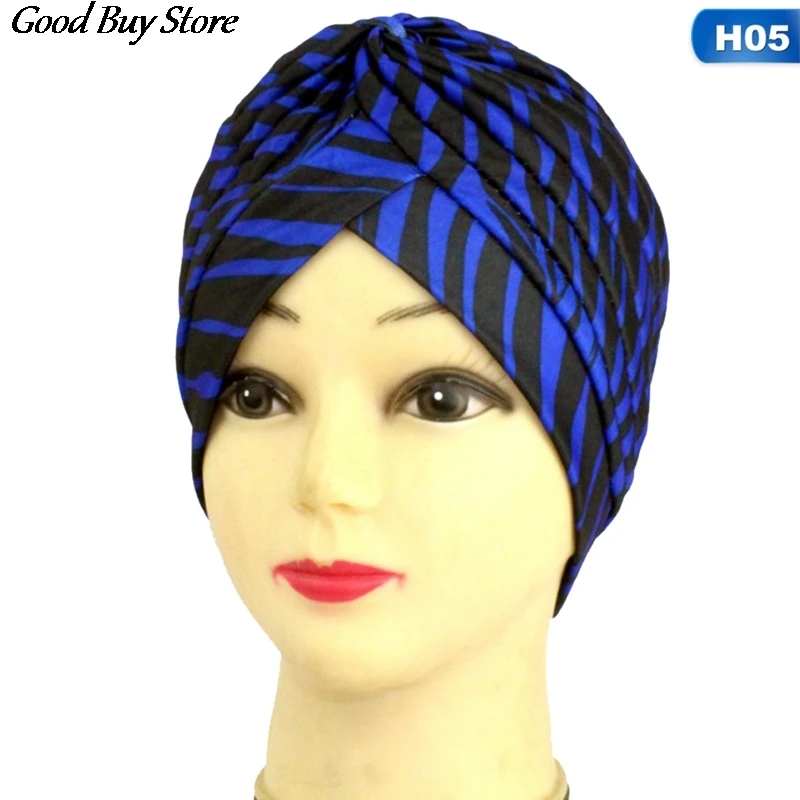 Indian Headwear Turban Caps African Muslim Hijab Head Wrap Fashion Headscarf Gold Silver Leopard Women Headband Hat Bonnet New