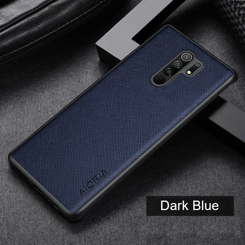 Luxury leather phone case for Xiaomi Redmi 9 9A 9T 9C NFC funda with cross pattern