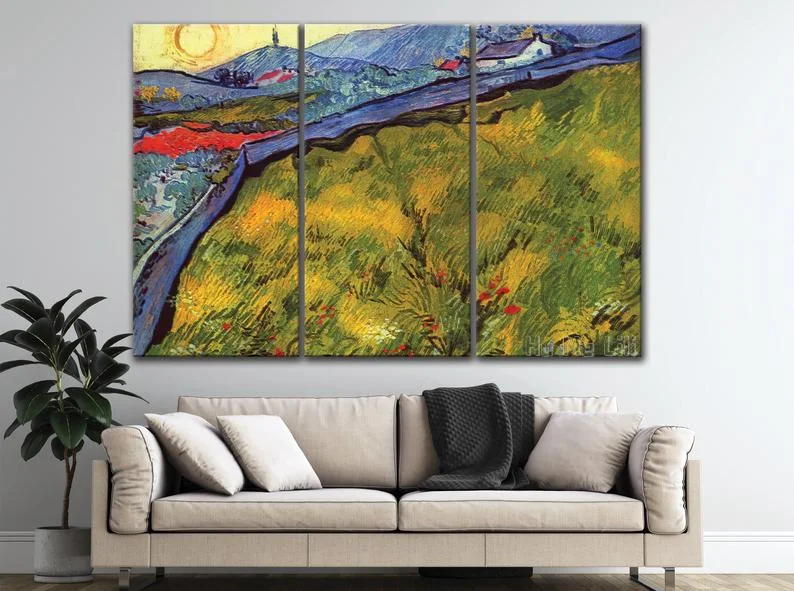 Wheat Fields And Rising Sun Oil On Canvas Engraving Interior Wall Art