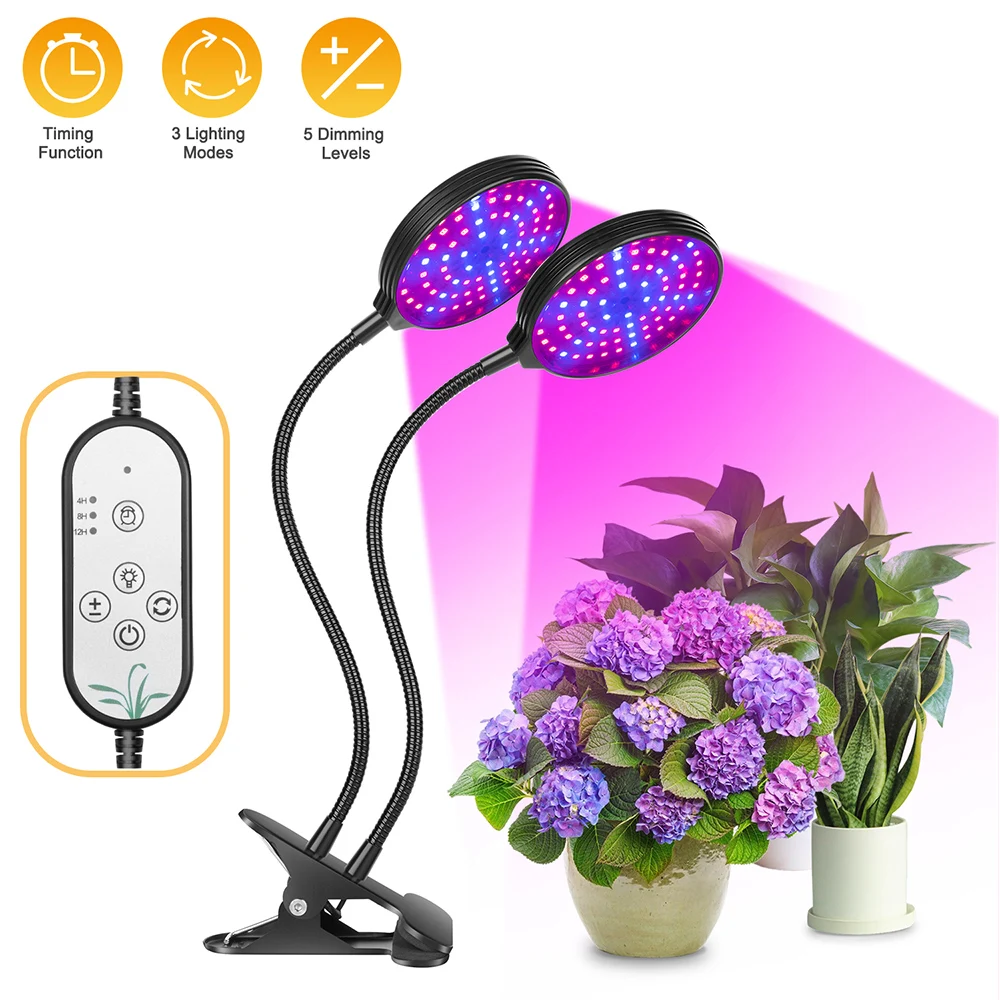 

Plant Grow Light 15/30/ 45/60W Waterproof Full Spectrum LED Grow Lights for Indoor Plants with Timer 4/8/12H with Desk Clip D30