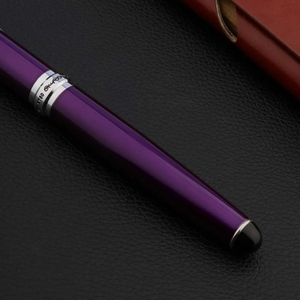 Brand New X750 Metal Fountain Pen Purple Silver Elegante Signature Bending Calligraphy Stationery Office School Supplies