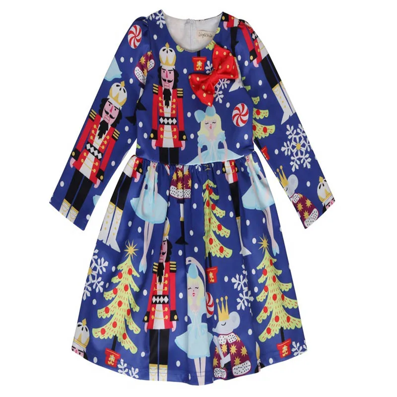 Kinder Kleider für Mädchen Nutcracke Weihnachten Elf Santa Kleid Santa Claus Drucken Prinzessin Kleider kinder Party Kleidung für Mädchen