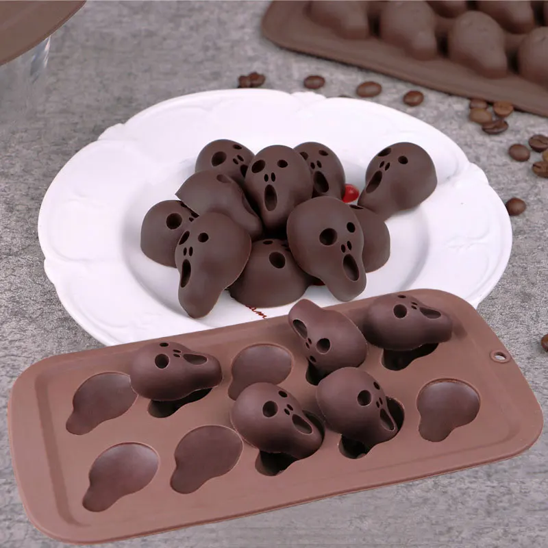 

Halloween Skull Silicone Stencils Multipurpose DIY Chocolate Candy Mold Ice Tray Templates Practical Kitchen Baking Tools