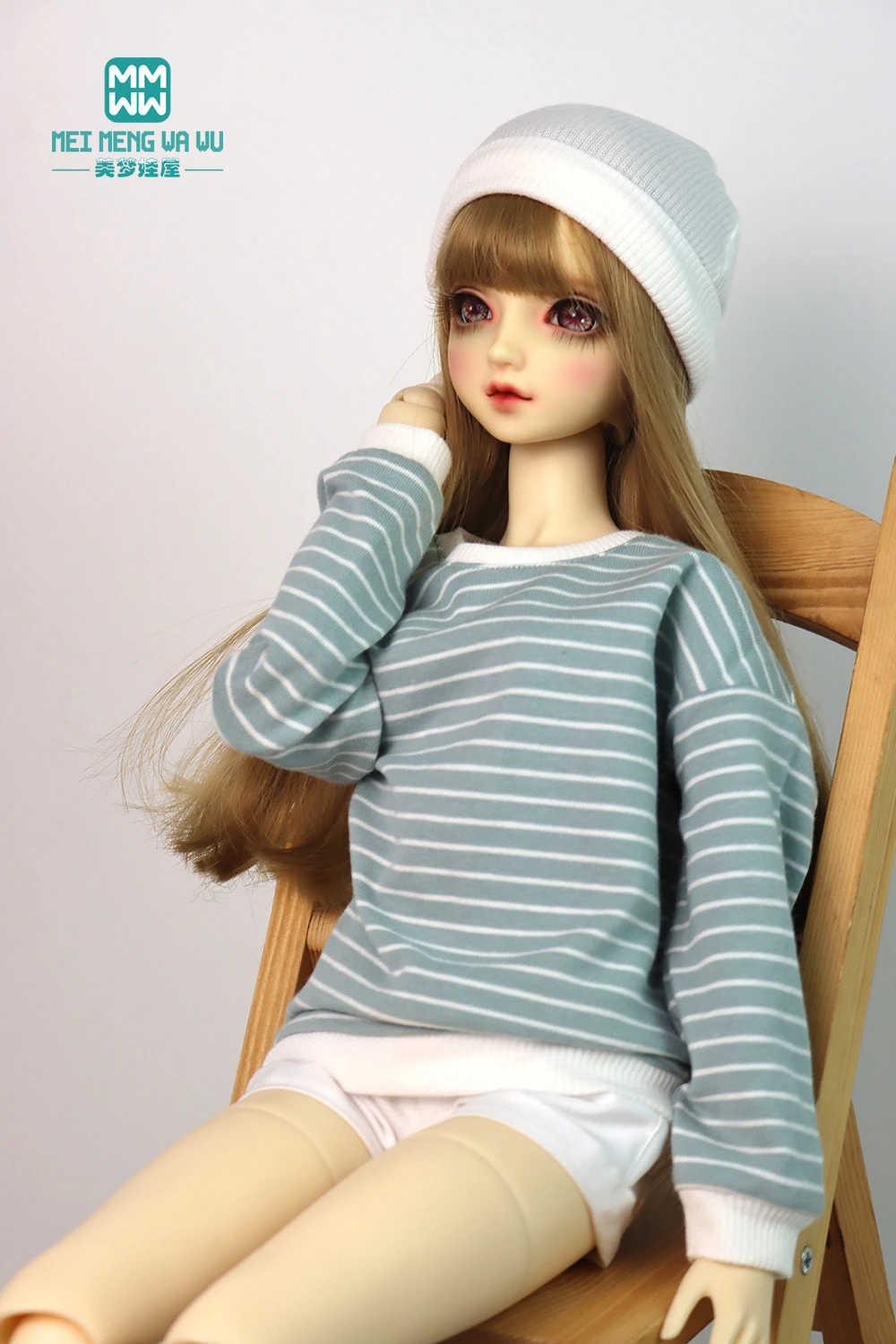 

58-60cm 1/3 SD DD Dolls clothes Toys Ball Jointed Doll accessories Fashion striped sweatshirt pink, blue, green