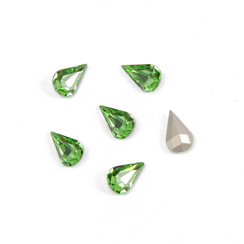 YANRUO 4300 All Sizes Peridot Pear Shaped Strass Craft Gems Sew On Stones Point Back Glass Rhinestones Crystals For Sewing