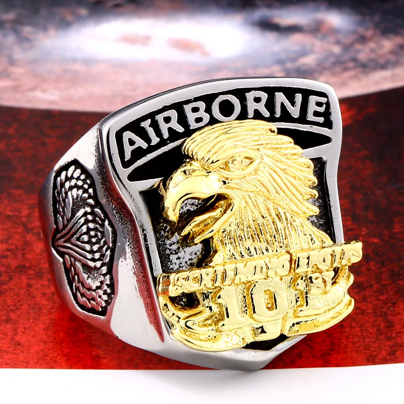 Beier new store 316L Stainless Steel arrival high quality American 101 airborne ring fashion biker ring LLBR8-290R