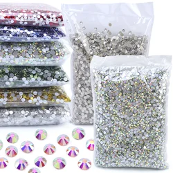 Wholesale 1440-14400PCS/PACKS SS3-SS50 Crystal AB 3D Nail Art Decoration Rhinestones Glue on Flatback Clothing DIY Rhinestone