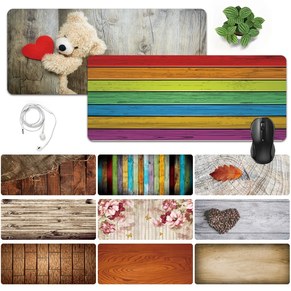 Anti-slip Waterproof PU Leather Computer Mouse-pad Smooth Game Laptop Mouse Pad Simple Wood Pattern Large Mouse Mat