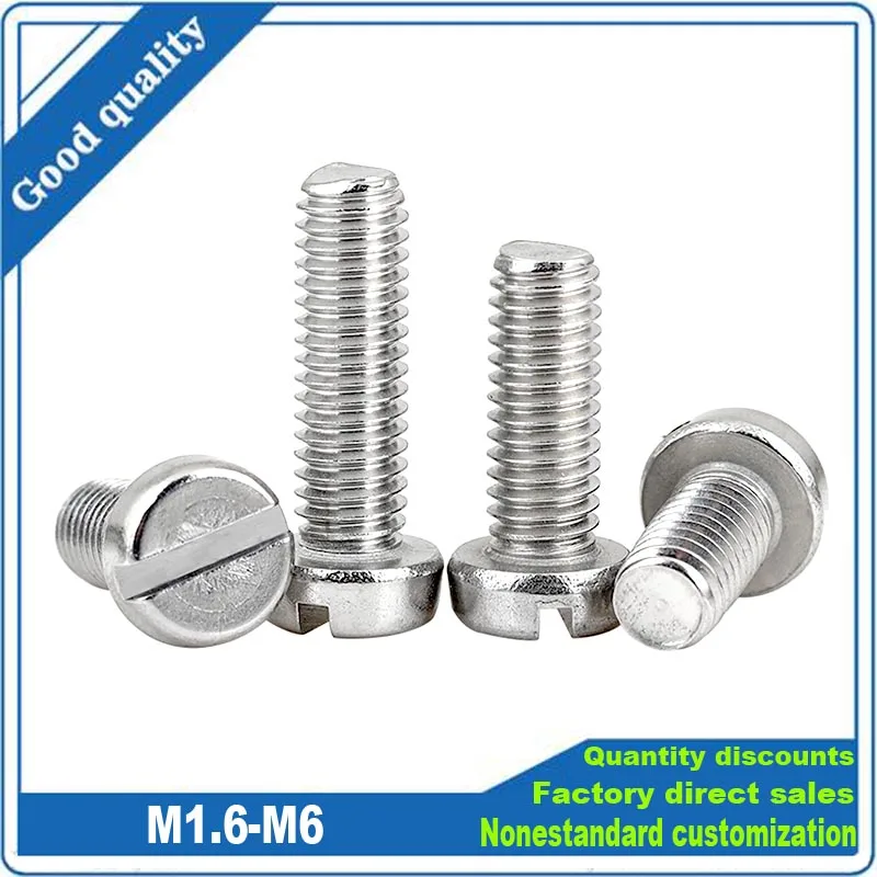 

10/50pc M1.6 M2 M2.5 M3 M4 M5 M6 304 A2-70 Stainless Steel Slotted Cap Head Slot Column Round Cheese Head Screw Bolt GB65 3-75mm