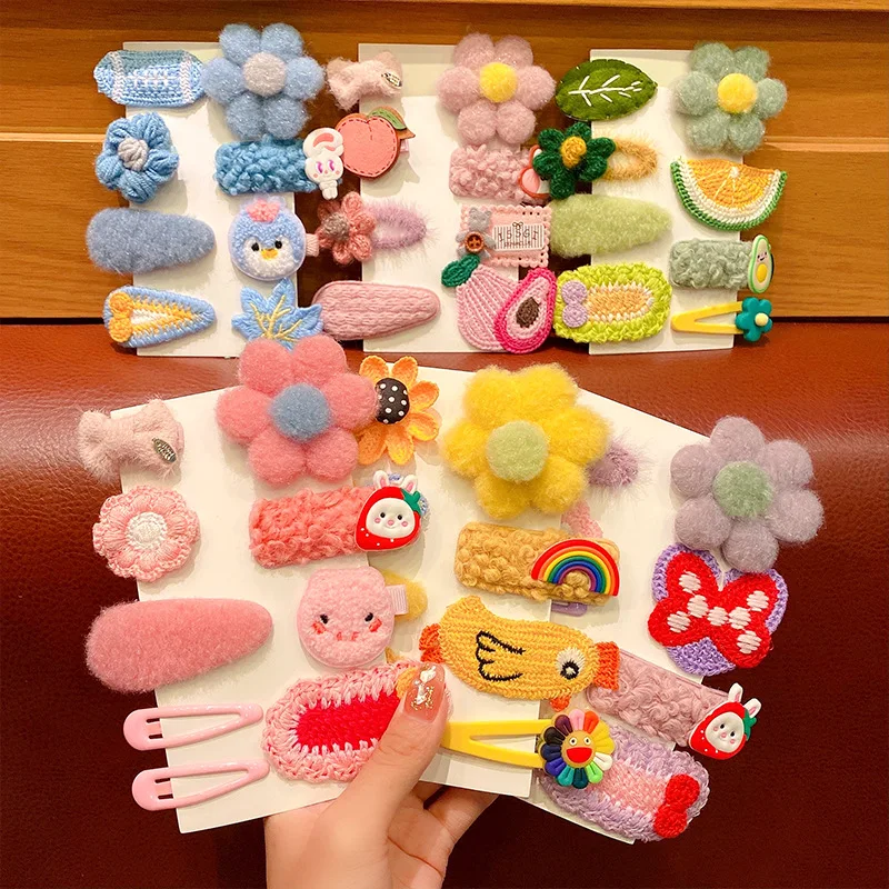 6 Set Baby Girl Cute Cartoon Flower Bow Ornament Dress Up Clips Children Lovely Sweet Barrettes Hairpins Kid Hair Accessories