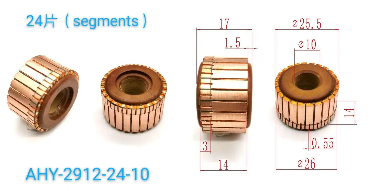 Commutatore del motore elettrico dell'alternatore delle barre di 1pc 9/10mm x 25.5mm x 17mm 24PCopper AHY-2912-24