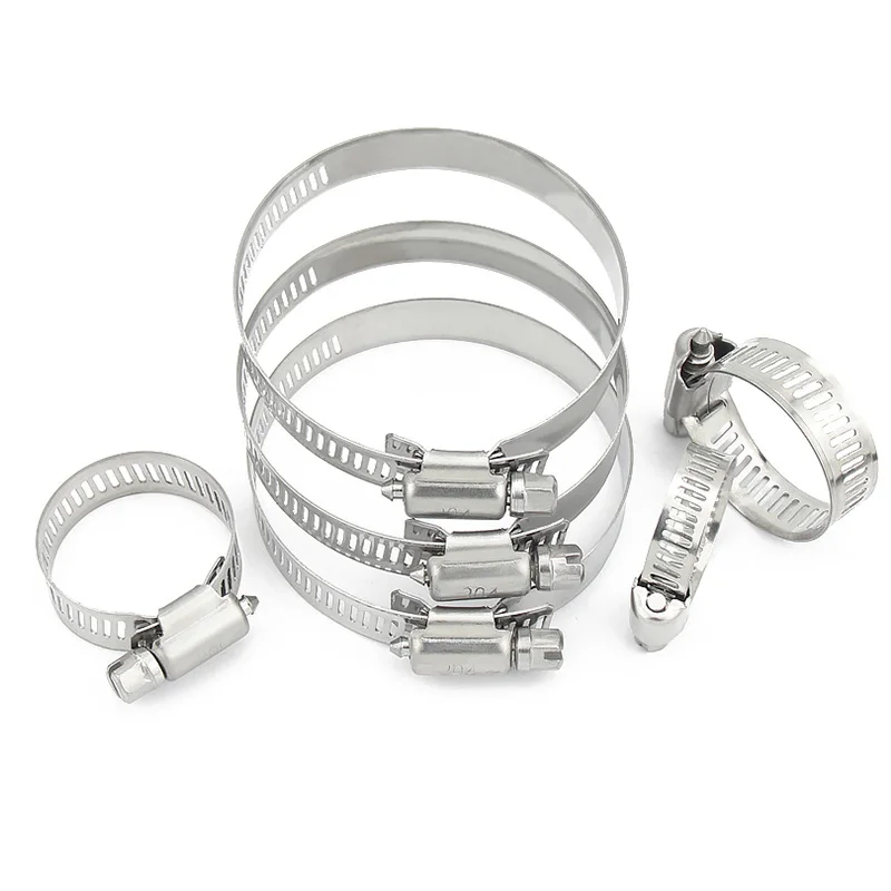 

4pcs 304 Stainless Steel Hose Clamp Adjustable 6-12-27-63mm Hose Clip Set for Water Pipe Plumbing Joinery Clamps Welding Tools