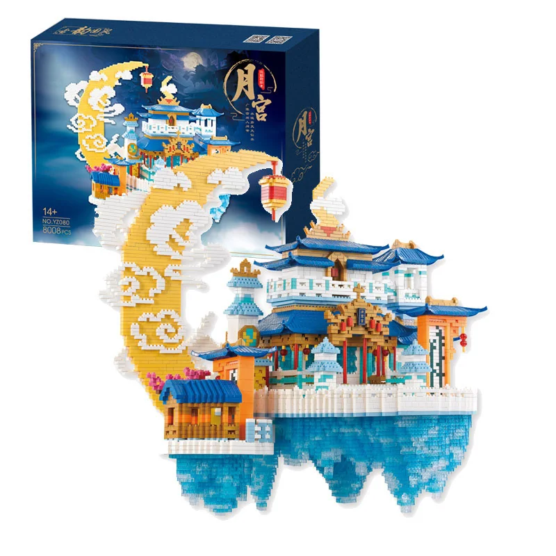 China Mythologische Architectuur Micro Daimond Blok Maan Paleis Bouwstenen Bouwspeelgoed Nanoblock Collectie Met Licht