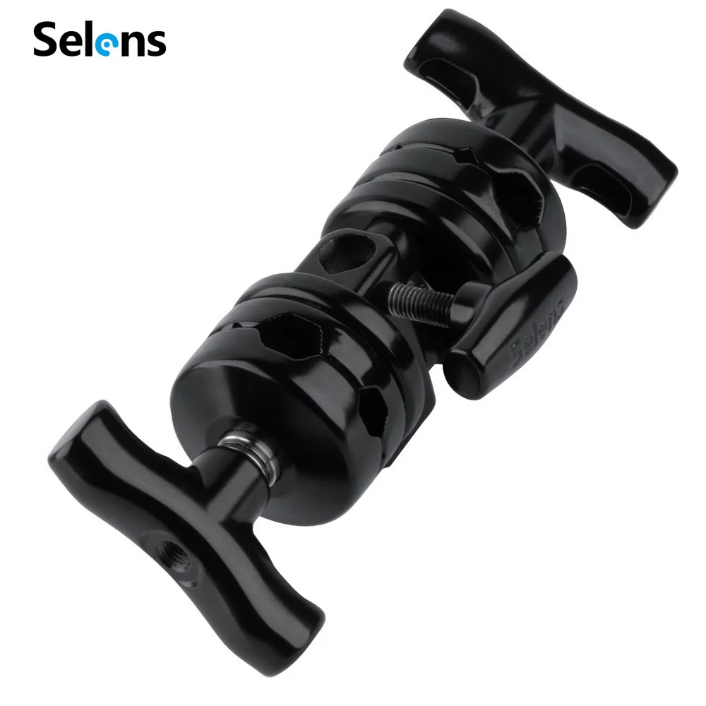 Selens 2 in1  Aluminum Alloy Grip Head  Clamp Mounting Adapter for C-Stand  Light Stand Extension Boom Arm Photo Studio