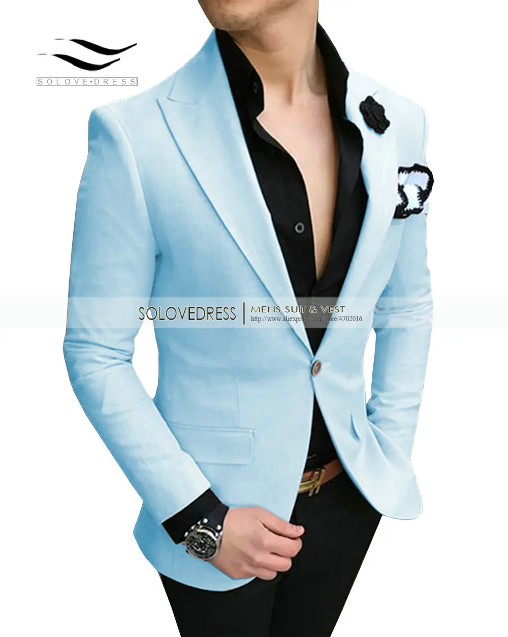 Elegant Men's Suits 2 Pieces Slim Fit Notched Lapel V Neck Prom Dress Tuxedo for Wedding Groomsmen Suits Men (Blazer+Pants)