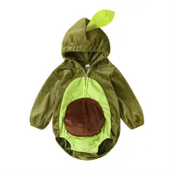 Lioraitiin 0-24M Infant Kids Baby Boy Girl Winter Warm Clothes Zippered Avocado Bodysuit Jumpsuit Overall Outfits