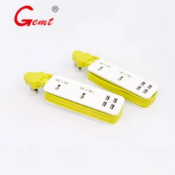 Portable Power Strip UK Plug 2-position hole with 4 USB Port QC2.0 Interface Extension Socket Plug with EU UK AU Adapte