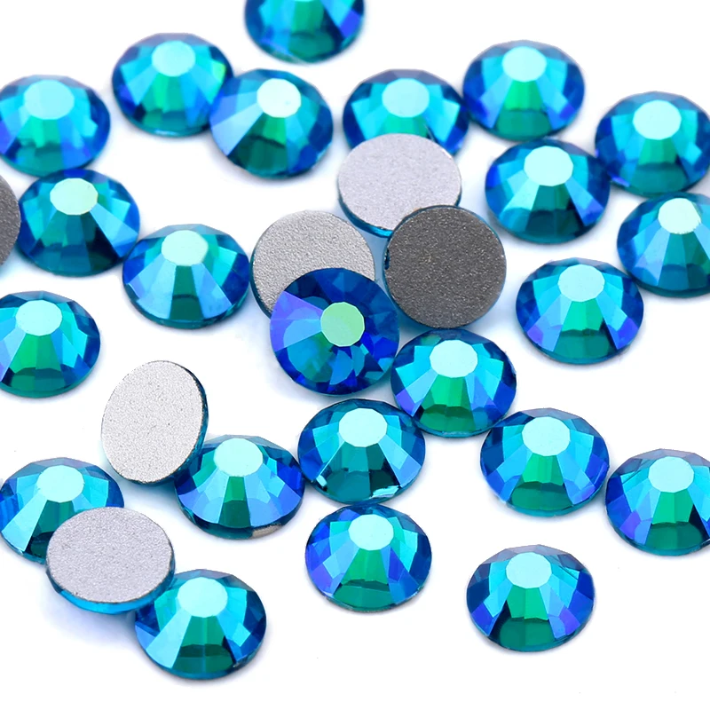 SS16 SS20 Malachite Blue AB Flat back deco Non hotfix rhinestones for DIY Apparel Decoration Rhinestone glue on stone