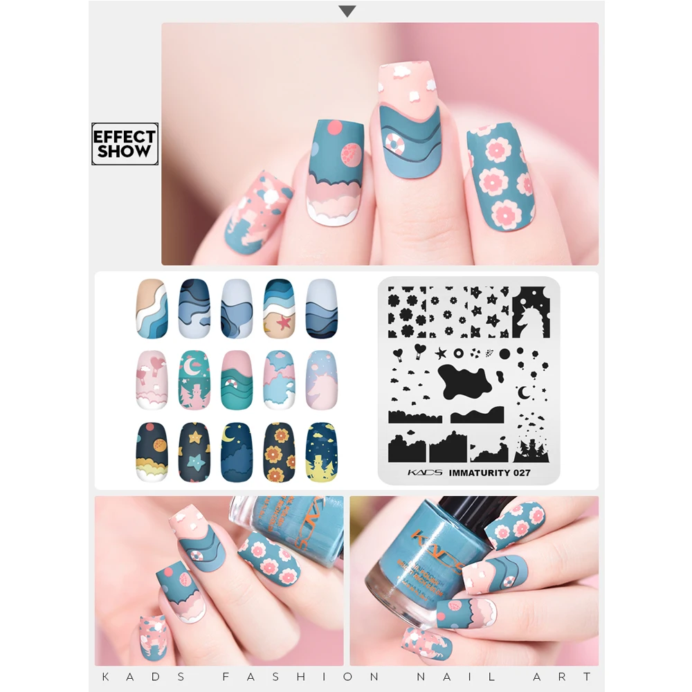 KADS Nail Stamping Plate Immaturity 027 Seaside Sea Waves Stamp Plate Nail Art Stamping Image Template Manicure Stencil DIY Tool