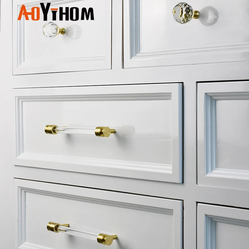 AOYIHOM Nordic Fashion Style Acrylic Drawer And Wardrobe Door Knob Shoe Cupboards Furniture Handle Kitchen Storage Cabinet Pulls