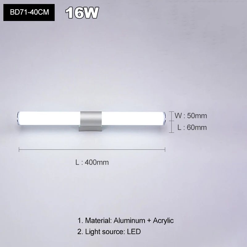 BANMENG Moderne Einfachheit, Mode, LED-Wandleuchte, Spiegel, feuchtigkeitsbeständig, beschlagfrei, Beleuchtungskörper, Innenbadezimmer, Schlafzimmer, Acryl-Wandlampen 8