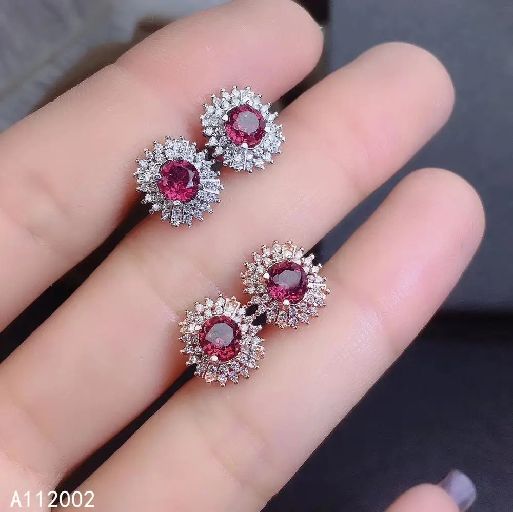 

KJJEAXCMY fine jewelry natural Garnet 925 sterling silver women earrings new Ear Studs support test exquisite