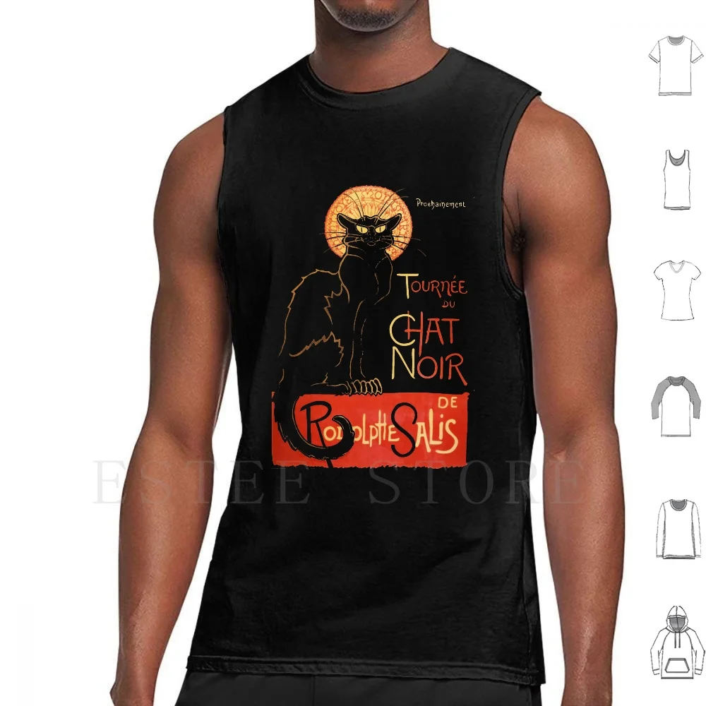 La Chat-Bohemian French Style Tank Tops Vest Caberet Paris Picasso Artist Boulevard Black Cat Entertainment Novety Father