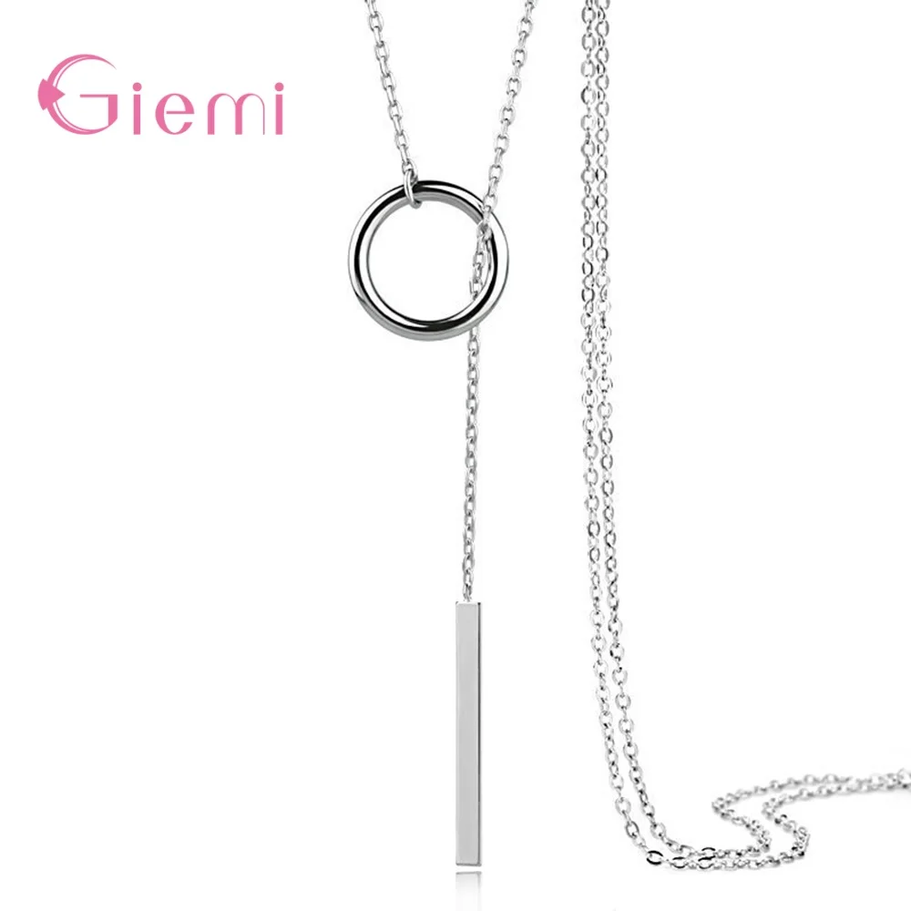 Attractive Top Quality 925 Sterling Silver Long Sweater Pendant Necklace For Women/Girls Best Anniversary Party Jewelry