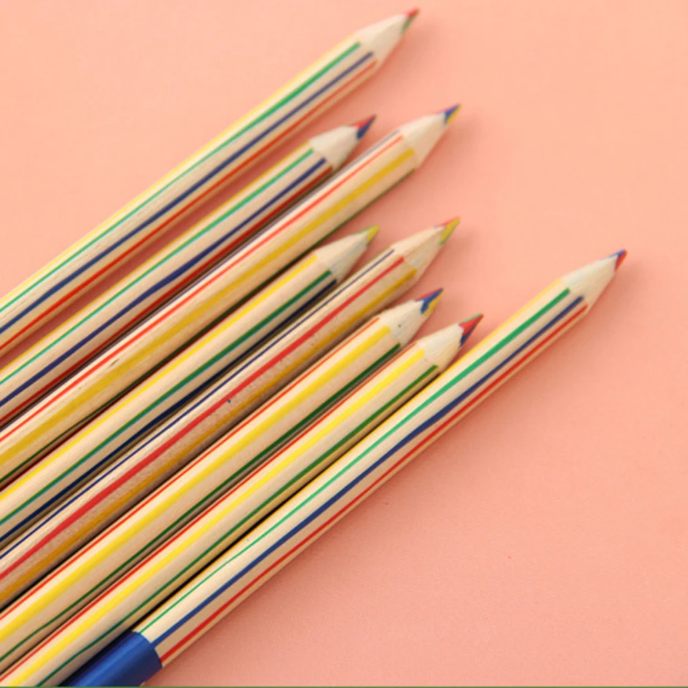 Trẻ Em DIY Dễ Thương Chuyên Nghiệp Bút Chì Màu Bút Chì Màu Gỗ Màu Sắc Cầu Vồng Bút Chì Cho Vẽ Bộ Tranh Tô Màu 10 Cái/lốc