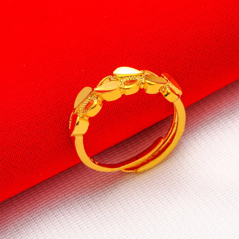 QEENKISS Gold Vintage Heart Ring For Women Wedding Party Birthday Valentine Christmas Bride Ladies Girlfriend Mother Gift RI62