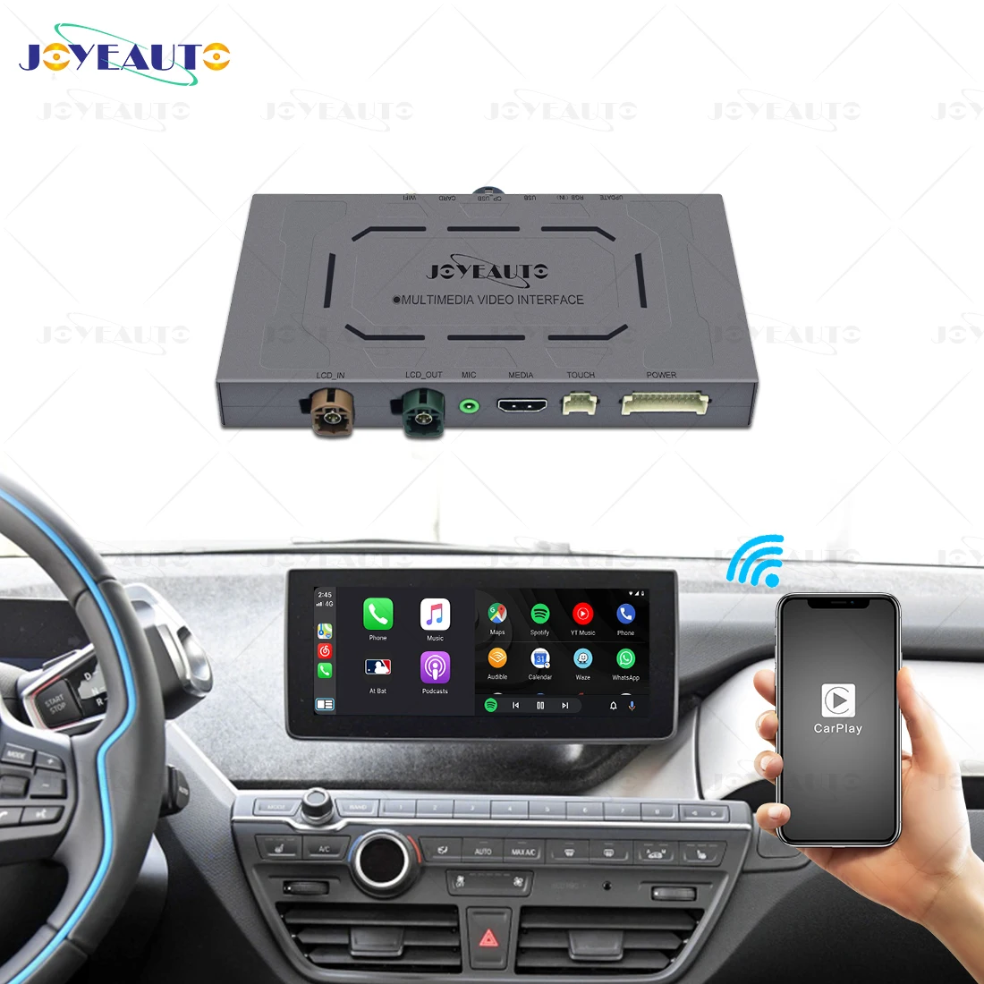 JoyeAuto Wireless Apple CarPlay e Android Auto Mirror-Link per BMW i3 i8 2013-2017 NBT Car Play Kit di Retrofit AirPlay Netflix Box