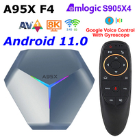 Android 11 TV BOX A95X F4 Amlogic S905X4 4GB RAM 128GB ROM 2.4G/5Ghz Wifi BT RGB Light 8K decoding 4K YouTube TV Set Top Box