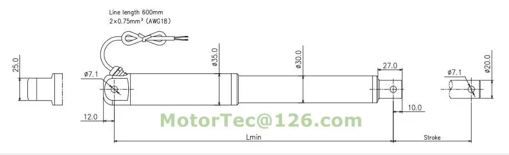 Imagem -05 - Atuador Linear Lv25 120 mm s Velocidade de 100 mm Curso Ajustável 1800n 180kg 396lbs Carga 12v 24v dc à Prova Dágua