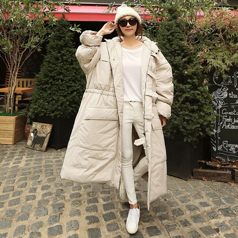 2022 winter new style  jacket women's long section Korean version loose large size thick feather leisure warm velvet cotton coat