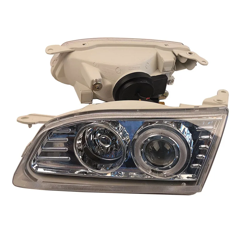 Car LED Modification Headlamp for Toyota Corolla Ae110 White Background Angel Eyes Lens Headlights1996 1997 1998 1999 2pcs