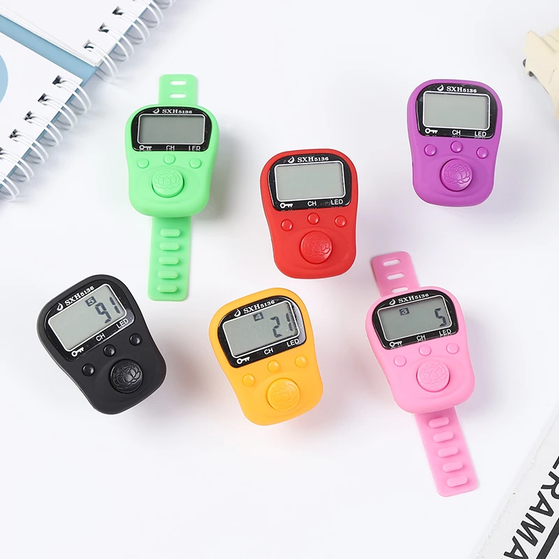 6 digital LCD electrical hand tally ring counter rechargeable battery LED light 5 channels key lock function gift box packing