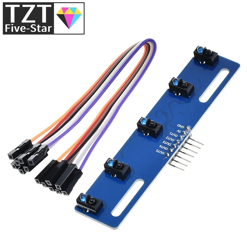 MH-ET LIVE 5-Kanal-Infrarot-Reflexionssensoren TCRT5000 KIT 5-Wege/Straßen-IR-Fotoelektrischer Schalter Barriere-Linien-Spurmodul – Detail 4