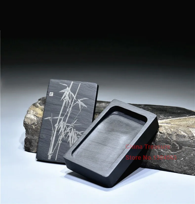 

Chinese Inkstone Rectangle Calligraphy Ink stone student Ink Well with cover Inkwell Grinding Made of Natural stone Ink-well