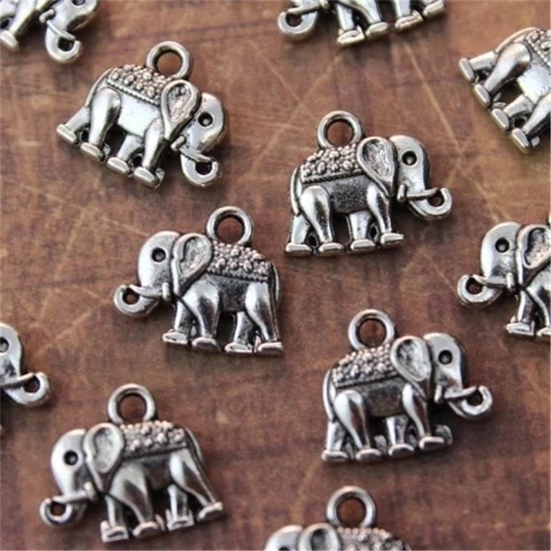 15 Tiny Elephant Charms/Pendants Metal Tone Double Sided 10 X 14mm, Making DIY Handmade Accessories Craft Making