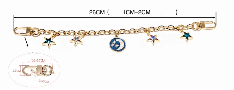 Designer chain strap with blue star gold metal chain ornament for handbag bag charms Accessories Hardware high quality